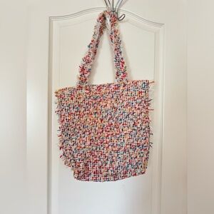 Korean Brand Shoulder Tote Bag Multi Color Tweed